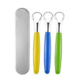 Stainless Steel Tongue Scraper Cleaner - Fresh Breath Tongue Scrapers Medical Grade Metal Tongue Scraping Cleaner with Carrying Case for Oral Care, Rustproof Tongue Cleaner for men women(3 Packs) - wooelnet