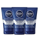 Nivea Men Maximum Hydration Deep Cleaning Face Scrub - Cleans without drying, contains Pro-vitamins - 4.4 oz Tube, Pack of 3 - wooelnet