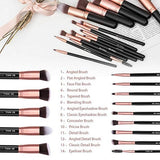 BS-MALL Makeup Brushes Premium Synthetic Foundation Powder Concealers Eye Shadows Makeup 14 Pcs Brush Set, Rose Golden, 1 Count - wooelnet