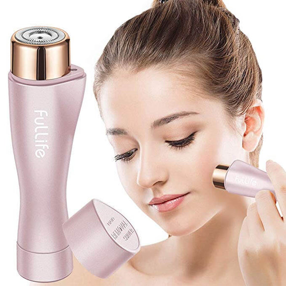 Facial Hair Remover for Women, Fullife Waterproof Hair Removal Women's Painless Peach Fuzz Trimmer Shaver with Built-in LED Light for Chin Hair Upper Lip Moustach - wooelnet