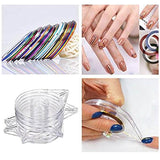 JOYJULY Nail Art Kit includes 30 Striping tape & 4Pcs Striping Roller Box & 12 Colors Rhinestones & 5pcs Dotting Pen & 15pcs Brush Set - wooelnet