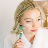 Jade Roller for Face - Face & Neck Massager for Skin Care, Facial Roller to Press Serums, Cream and Oil Into Skin, Lymphatic Drainage Massager Skin Care Tool, Eye Massager and Neck Roller (1 Pack) - wooelnet