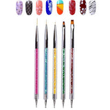 Kalolary 5PCS Nail Art Point Drill Drawing Brush Pen Manicure Care Tool Dual-Ended Acrylic Nail Art Liner Brushes Nail Art Design Dotting Pen Tools Nails Art Tips Design Set for Home DIY and Salon - wooelnet