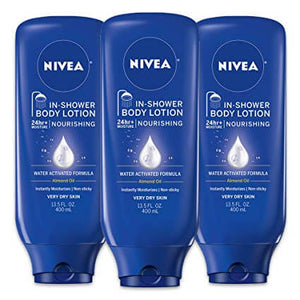 NIVEA Nourishing In-Shower Body Lotion - Non-Sticky For Dry to Very Dry Skin - 13.5 fl. oz. Bottle (Pack of 3) - wooelnet