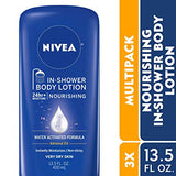 NIVEA Nourishing In-Shower Body Lotion - Non-Sticky For Dry to Very Dry Skin - 13.5 fl. oz. Bottle (Pack of 3) - wooelnet
