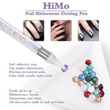 Nail Rhinestone Picker Dotting Tool with Extra 2 Wax Head, Dual-ended DIY Nail Art Tool With Pink Acrylic Handle - wooelnet