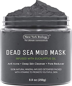 New York Biology Dead Sea Mud Mask for Face and Body - All Natural - Spa Quality Pore Reducer for Acne, Blackheads and Oily Skin - Tightens Skin for A Healthier Complexion - 8.8 oz - wooelnet