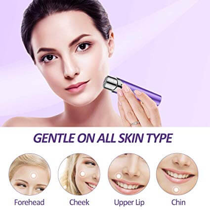 QQcute Facial Hair Removal for Women, Waterproof Facial Hair Remover Women's Painless Peach Fuzz Trimmer Shaver for Face Upper Lip Chin Cheeks - Purple - wooelnet