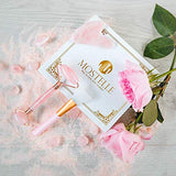 Rose Quartz Roller for Face, Gua Sha Facial Massager & Facial Mask Brush Tools Set - Anti Aging, Eye Puffiness, Neck Slimming Skin Care Tool - Durable & Natural Jade Roller Alternative by Mostelle - wooelnet