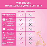 Rose Quartz Roller for Face, Gua Sha Facial Massager & Facial Mask Brush Tools Set - Anti Aging, Eye Puffiness, Neck Slimming Skin Care Tool - Durable & Natural Jade Roller Alternative by Mostelle - wooelnet