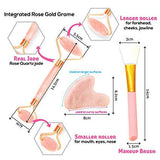 Rose Quartz Roller for Face, Gua Sha Facial Massager & Facial Mask Brush Tools Set - Anti Aging, Eye Puffiness, Neck Slimming Skin Care Tool - Durable & Natural Jade Roller Alternative by Mostelle - wooelnet