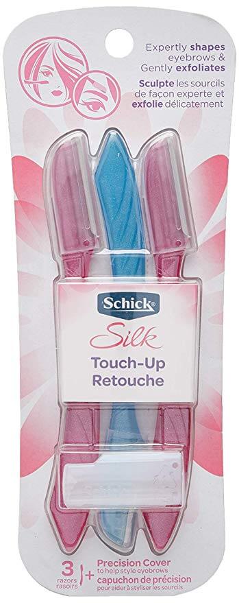 Schick Silk Touch-Up Multipurpose Exfoliating Dermaplaning Tool, Eyebrow Razor, and Facial Razor with Precision Cover, 3 Count - wooelnet