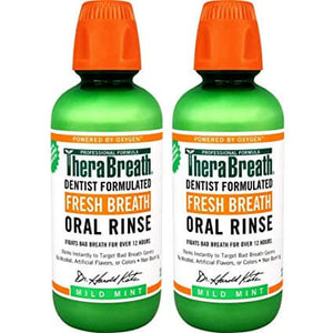 TheraBreath Fresh Breath Oral Rinse, Mild Mint, 16 Ounce Bottle (Pack of 2) - wooelnet