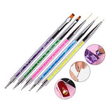 Waldd 5 Pieces Nail Art Point Drill Drawing Brush Pen Manicure Care Tool Nail Brushes Double Ended Dotting Tools Set Nail Art Liner Brush - wooelnet