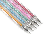 Waldd 5 Pieces Nail Art Point Drill Drawing Brush Pen Manicure Care Tool Nail Brushes Double Ended Dotting Tools Set Nail Art Liner Brush - wooelnet
