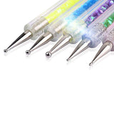 Waldd 5 Pieces Nail Art Point Drill Drawing Brush Pen Manicure Care Tool Nail Brushes Double Ended Dotting Tools Set Nail Art Liner Brush - wooelnet