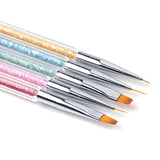 Waldd 5 Pieces Nail Art Point Drill Drawing Brush Pen Manicure Care Tool Nail Brushes Double Ended Dotting Tools Set Nail Art Liner Brush - wooelnet